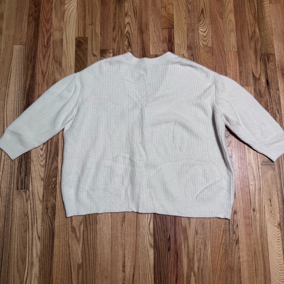 QUINCE Mongolian Cashmere Oversized Boyfriend Cardigan Sweater Heather Ivory - Picture 7 of 9